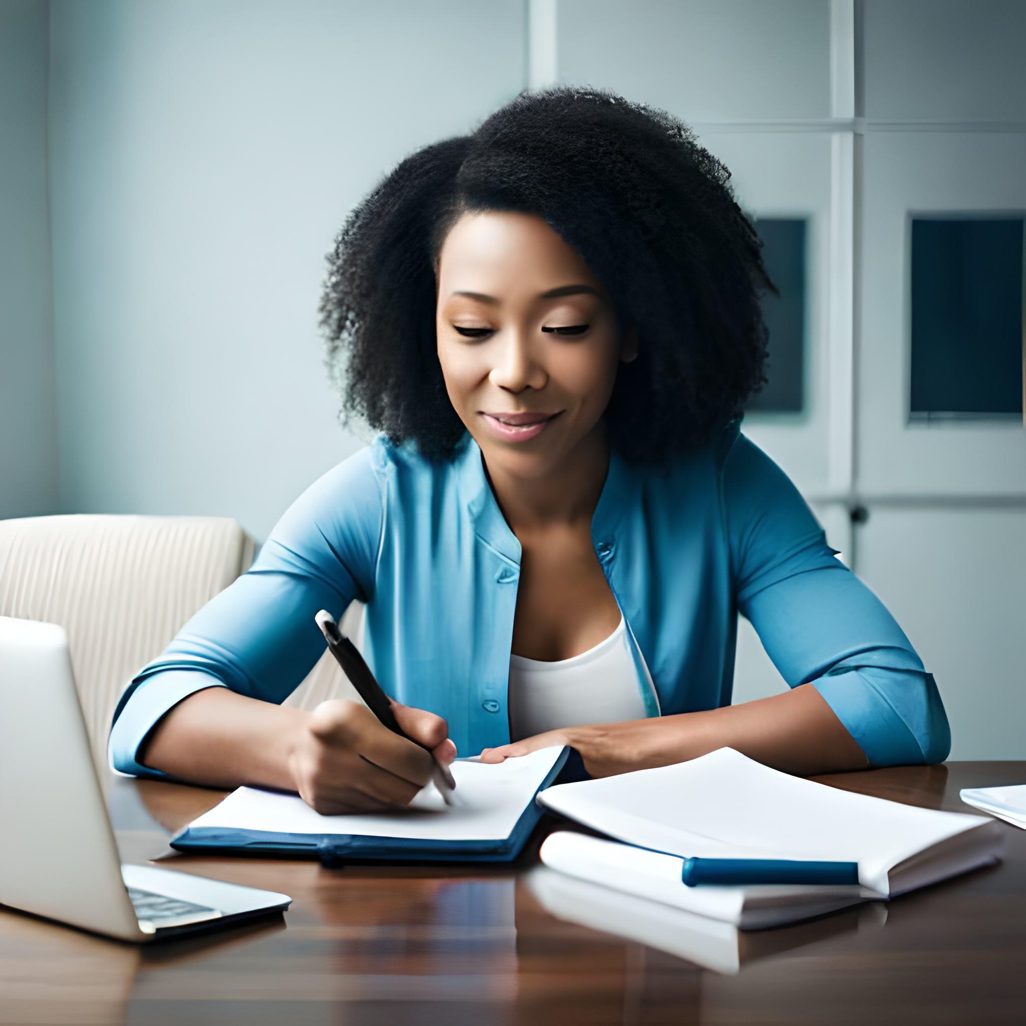 Woman doing her taxes for 2023